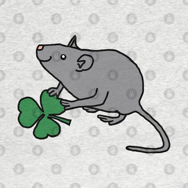 St Patricks Day Rat with Shamrock by ellenhenryart